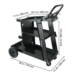 Welding Cart, 3-Tier Welder Cart Heavy Duty with 400 Lbs Weight Capacity, 360° Swivel Wheels, Tank Storage Safety Chains, Rolling MIG Welder Cart for TIG, ARC, MMA, Plasma Cutter Welding Machine