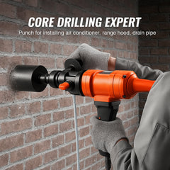 Diamond Core Drilling Machine, 4in Handheld Wet Concrete Core Drill Rig, 1100-2400RPM Two Speed & 1-1/4" Thread & 2 Bubble Levels, 3-4in Drilling Diameter for Concrete Brick Block Stone, 1500W