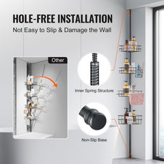 42" to 114" High Shower Corner Caddy Tension Pole Rust-Proof Tension Pole