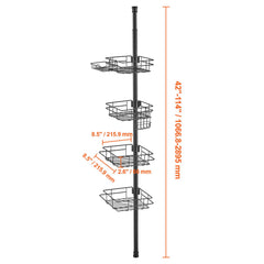42" to 114" High Shower Corner Caddy Tension Pole Rust-Proof Tension Pole