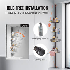 42" to 114" High Shower Corner Caddy Tension Pole Rust-Proof Tension Pole