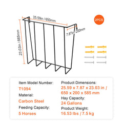 Livestock Hay Feeder 2 Packs 24 Gallons Wall Mounted Goat Hay Rack