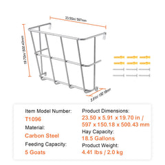 Livestock Hay Feeder 18.5 Gallons Wall Mounted Goat Hay Rack for Horses
