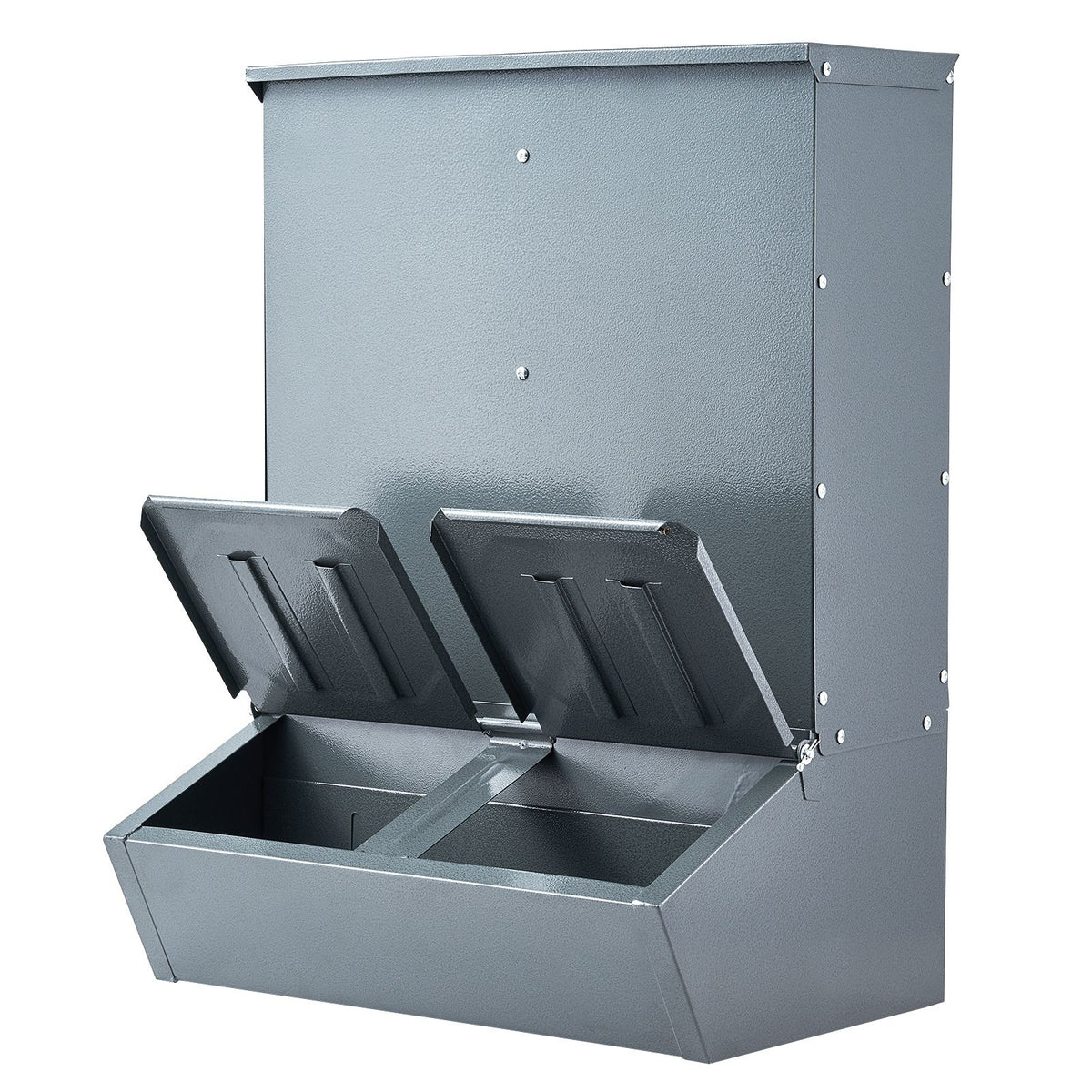 Hog Feeder 3.7 Bushel Metal Double Door Pig Feeder Feeding up to 8 Hogs