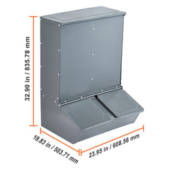 Hog Feeder 3.7 Bushel Metal Double Door Pig Feeder Feeding up to 8 Hogs