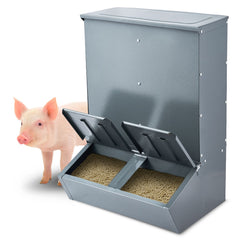 Hog Feeder 3.7 Bushel Metal Double Door Pig Feeder Feeding up to 8 Hogs