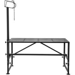 Goat & Sheep Stand, 51x23 inch Livestock Stand, Metal Livestock Milking and Shearing Stand 21" to 33" Adjustable Height, with Headpiece and Nose Loop, 500lbs Loading Weight, Black