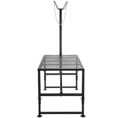 Goat & Sheep Stand, 51x23 inch Livestock Stand, Metal Livestock Milking and Shearing Stand 21" to 33" Adjustable Height, with Headpiece and Nose Loop, 500lbs Loading Weight, Black
