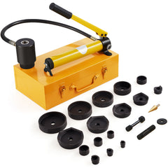 15 Ton Hydraulic Knockout Punch Kit, 1/2" to 4" Conduit Hole Cutter Set, KO Tool Kits with Puncher 10 Piece, Metal Sheet Driver Tools, For Aluminum, Brass, Stainless Steel, Fiberglass and Plasti