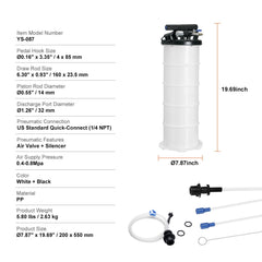 Fluid Extractor, 6.5 Liters Capacity, Pneumatic/Manual Oil Changer Vacuum Fluid Extractor with Dipstick and Liquid Suction Hose, Oil Extractor Change Pump for Automotive Fluids Vacuum Evacuation