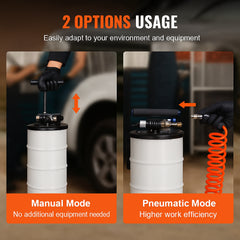 Fluid Extractor, 6.5 Liters Capacity, Pneumatic/Manual Oil Changer Vacuum Fluid Extractor with Dipstick and Liquid Suction Hose, Oil Extractor Change Pump for Automotive Fluids Vacuum Evacuation