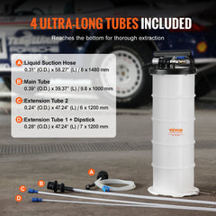 Fluid Extractor, 6.5 Liters Capacity, Pneumatic/Manual Oil Changer Vacuum Fluid Extractor with Dipstick and Liquid Suction Hose, Oil Extractor Change Pump for Automotive Fluids Vacuum Evacuation