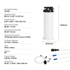 Fluid Extractor, 6.5 Liters Capacity, Pneumatic/Manual Oil Changer Vacuum Fluid Extractor with Dipstick and Liquid Suction Hose, Oil Extractor Change Pump for Automotive Fluids Vacuum Evacuation