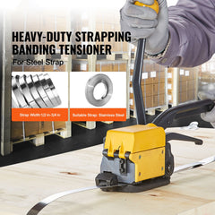 Steel Strapping Tool for 13-19 mm Width, 3-in-1 (Tensioner, Crimper, Cutter) Manual Belt Packaging Banding Machine Packaging Metal Steel Strapping Banding Tool Machine for Stainless Steel Strap