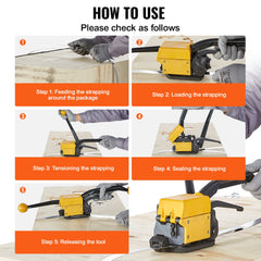 VEVOR Steel Strapping Tool for 13-19 mm Width, 3-in-1 (Tensioner, Crimper, Cutter) Manual Belt Packaging Banding Machine Packaging Metal Steel Strapping Banding Tool Machine for Stainless Steel Strap