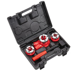 Ratchet Pipe Threader Kit, 1/2" NPT, 3/4" NPT, 1" NPT Manual Ratcheting Pipe Threader, Portable Pipe Threading Tool Set with 3PCS NPT Dies, Storage Case for Galvanized Aluminum Iron Copper Pipes