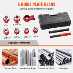 Ratchet Pipe Threader Kit, 1/4" NPT - 1-1/4" NPT Manual Ratcheting Pipe Threader, Portable Pipe Threading Tool Set with 6PCS NPT Dies, Storage Case for Galvanized Aluminum Iron Copper Pipes