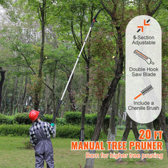 Manual Pole Saw Extendable Tree Pruner 1.5 m-6.1 m Aluminum Alloy Pole