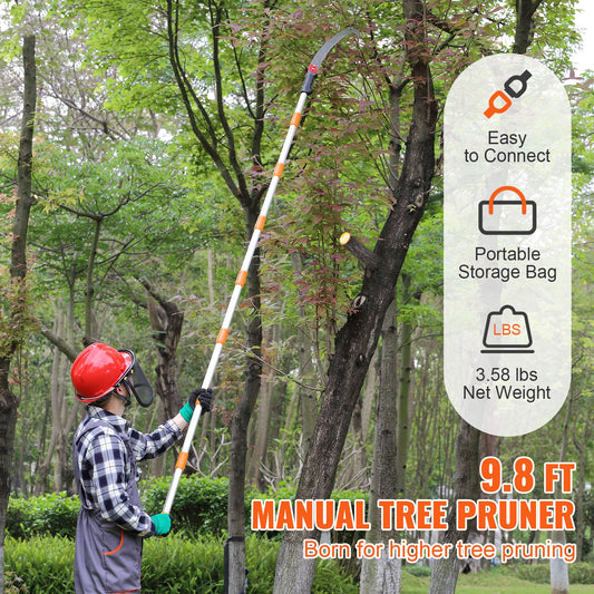 Manual Pole Saw Extendable Tree Pruner 1.4 m-3 m Aluminum Alloy Pole