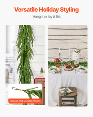 Christmas Garland, 2750 mm Realistic Norfolk Pine Garland, Evergreen Real Touch Artificial Faux Greenery Garlands, for Holiday Indoor Outdoor Xmas Decoration on Table, Mantel, and Fireplace