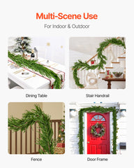 Christmas Garland, 2750 mm Realistic Norfolk Pine Garland, Evergreen Real Touch Artificial Faux Greenery Garlands, for Holiday Indoor Outdoor Xmas Decoration on Table, Mantel, and Fireplace