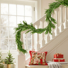 Christmas Garland, 2750 mm Realistic Norfolk Pine Garland, Evergreen Real Touch Artificial Faux Greenery Garlands, for Holiday Indoor Outdoor Xmas Decoration on Table, Mantel, and Fireplace