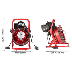 Drain Cleaner Machine Drain Auger 50FT x 3/8 Inch Manual Feed & 4 Cutters