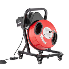 Drain Cleaner Machine 50FT x 1/2 Inch Manual Feed Snake Auger with Wheels