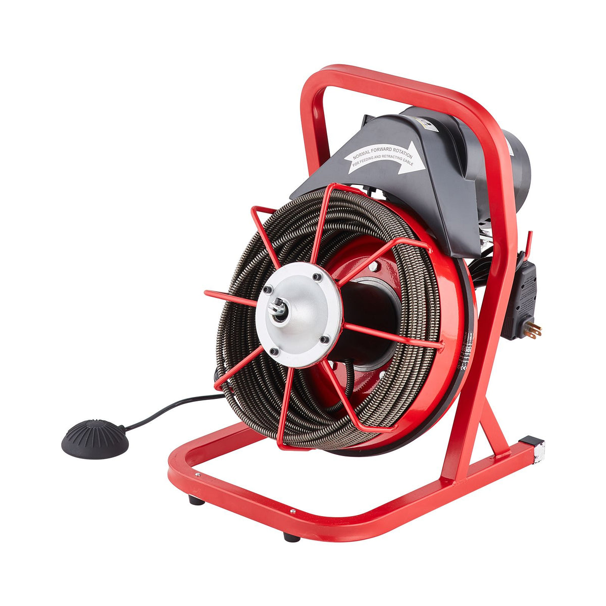 Drain Cleaner Machine Drain Auger 75FT x 3/8 Inch Manual Feed & 4 Cutters