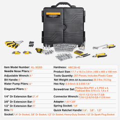 207-Piece Mechanics Tool Set 1/4" 3/8" 1/2" Drive Sockets SAE and Metric