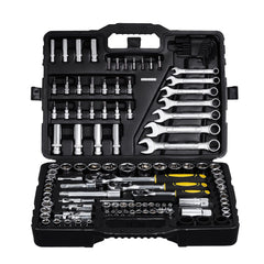 121-Piece Mechanics Tool Set 1/4" 3/8" 1/2" Drive Sockets SAE and Metric