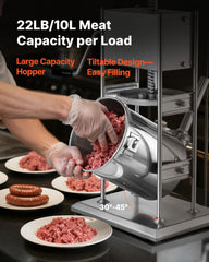 Manual Sausage Stuffer, 22 LBS / 10 L Vertical Meat Stuffer, Dual-Speed Sausage Casing Meat Filling Machine, Stainless Steel Heavy Duty Filler with 5 Stuffing Tubes, for Commercial & Home Use