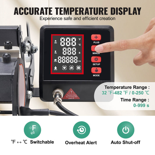 Tumbler Heat Press Machine 11-30oz Mug Press Sublimation Tumblers Black