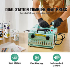 Tumbler Heat Press Machine 2 Station Heaters 11-30oz Mug Press Sublimation