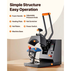Hat Heat Press Cap Heat Press Machine 4 Heating Pads Sublimation Transfer