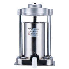 Manual Sausage Stuffer, 2 L / 5 LBS Vertical Sausage Machine with G-type Clamp, Food-Grade 304 Stainless Steel Barrel with 2 Stuffing Tubes, for Home Kitchen Restaurant Commercial