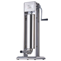 Manual Sausage Stuffer, 7 L / 15 LBS Vertical Sausage Machine, Dual-Speed Meat Stuffer, Made of Food-Grade 304 Stainless Steel, Includes 5 Stuffing Tubes, for Home Kitchen Restaurant Commercial