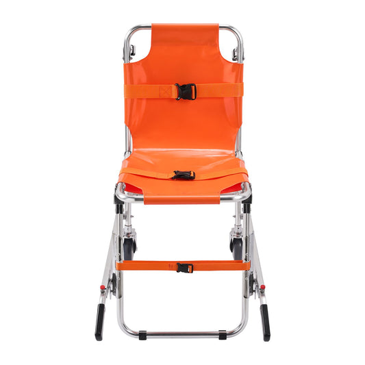 EMS Stair Chair, 159 kg Load Capacity, Foldable Aluminum Emergency Stair Climbing Wheelchair with 2 Wheels, Portable Stair Lift Chair Ambulance Firefighter Evacuation Use for Elderly, Disabled