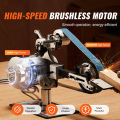 Belt Grinder Sander, 30 x 1-Inch Variable Speed Belt Polisher with VFD, 550W Polishing Grinding Machine with 2 Grinding Moulds & 3PCS Sanding Belts for Metalworking, Knife Making
