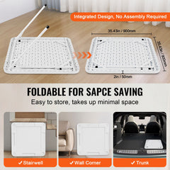 Mahjong Table, Square 4 Player Folding Card Table with 4 Cup Holders & 4 Chip Trays, Portable Domino Game Table with 1 Set of Dominoes for Mahjong Poker Puzzles, 90 x 90-inch, White