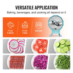 Manual Vegetable Fruit Slicer, 0-0.5"/0-12mm Thickness Adjustable Commercial Slicer Machine, Double Feed Ports, Stainless Steel Blade Food Cutter Slicing Machine for Cucumber, Lemon, Tomato