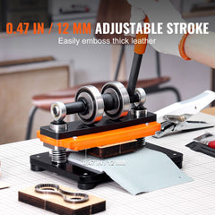 Leather Cutting Machine, 7.1 x 3.9 in Embossing Plate Manual Die Cutter, 0.47 in Pressure Stroke Leather Embossing Machine, Dual Guide Shafts Die Cut Machine for Various of Materials