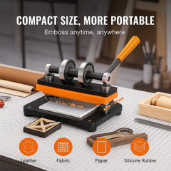 Leather Cutting Machine, 7.1 x 3.9 in Embossing Plate Manual Die Cutter, 0.47 in Pressure Stroke Leather Embossing Machine, Dual Guide Shafts Die Cut Machine for Various of Materials