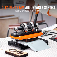 Leather Cutting Machine, 7.1 x 3.9 in Embossing Plate Manual Die Cutter, 0.47 in Pressure Stroke Leather Embossing Machine, Dual Guide Shafts Die Cut Machine for Various of Materials