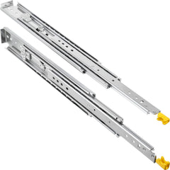 Drawer Slides with Lock, 1 Pair 60 inch, Heavy-Duty Industrial Steel up to 500 lbs Capacity, 3-Fold Full Extension, Ball Bearing Lock-in & Lock-Out, Side Mount