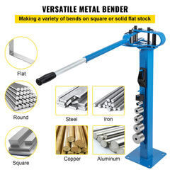 YP-38 Metal Bender 1"-3" Flat Bar Square Rod Bending 7 Dies w/ Floor Stand