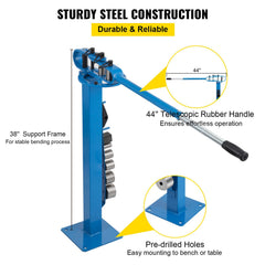 YP-38 Metal Bender 1"-3" Flat Bar Square Rod Bending 7 Dies w/ Floor Stand