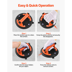 Vacuum Suction Cup, 203 mm Vacuum Glass Lifter with Metal Handle, 195 kg Max Lifting Capacity Tile Suction Cup Tool with Carrying Case for Lifting Large Tile, Granite, Drywall, Windows (2-Pack)