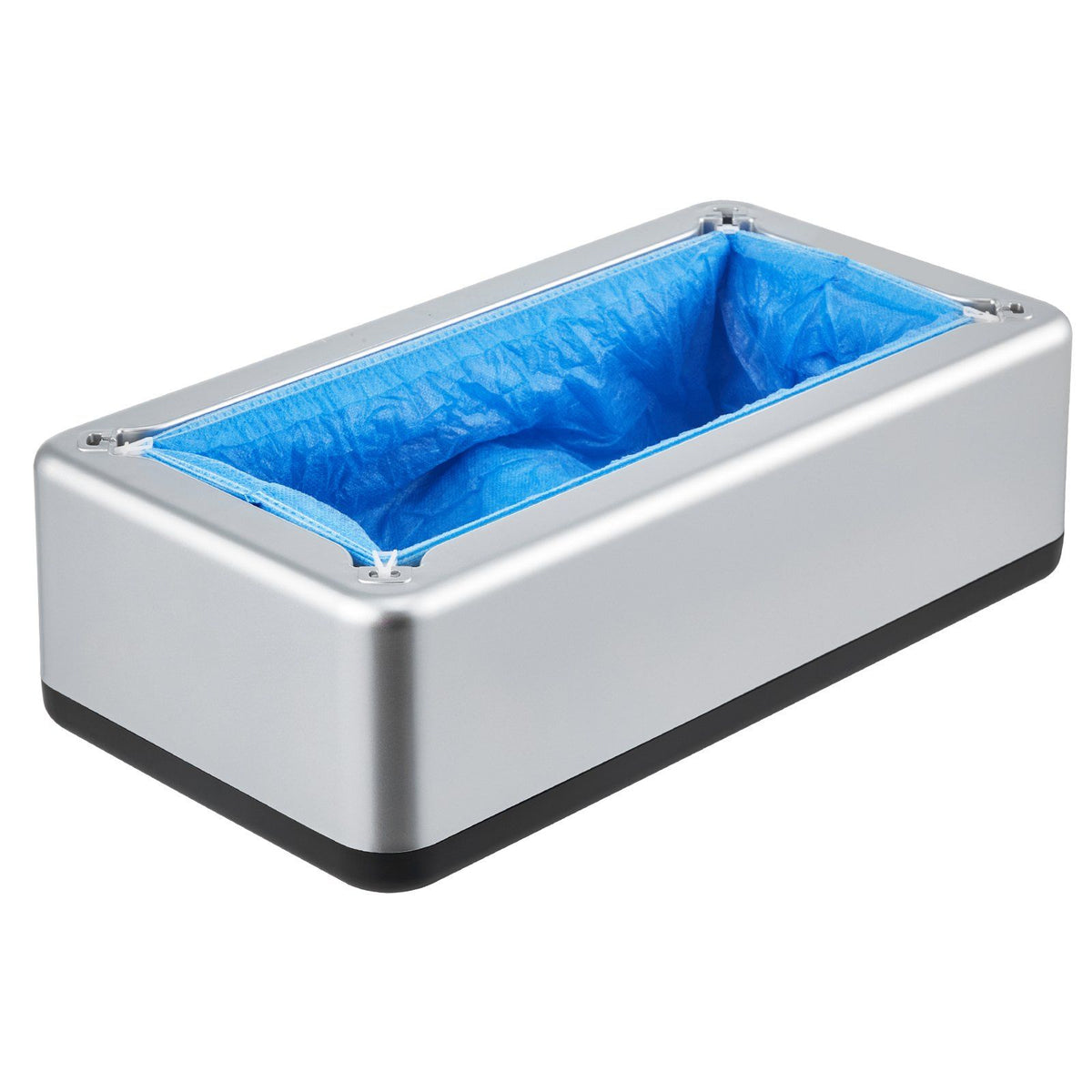 Shoe Cover Dispenser, Automatic Shoe Covers Dispenser with 100 Pcs of Non-Slip Disposable Shoes Covers, Fits Size Up to US 11, for Home, Office, Lab, Factory, Hospital, Indoor Use, Silver