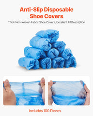 Shoe Cover Dispenser, Automatic Shoe Covers Dispenser with 100 Pcs of Non-Slip Disposable Shoes Covers, Fits Size Up to US 11, for Home, Office, Lab, Factory, Hospital, Indoor Use, Silver